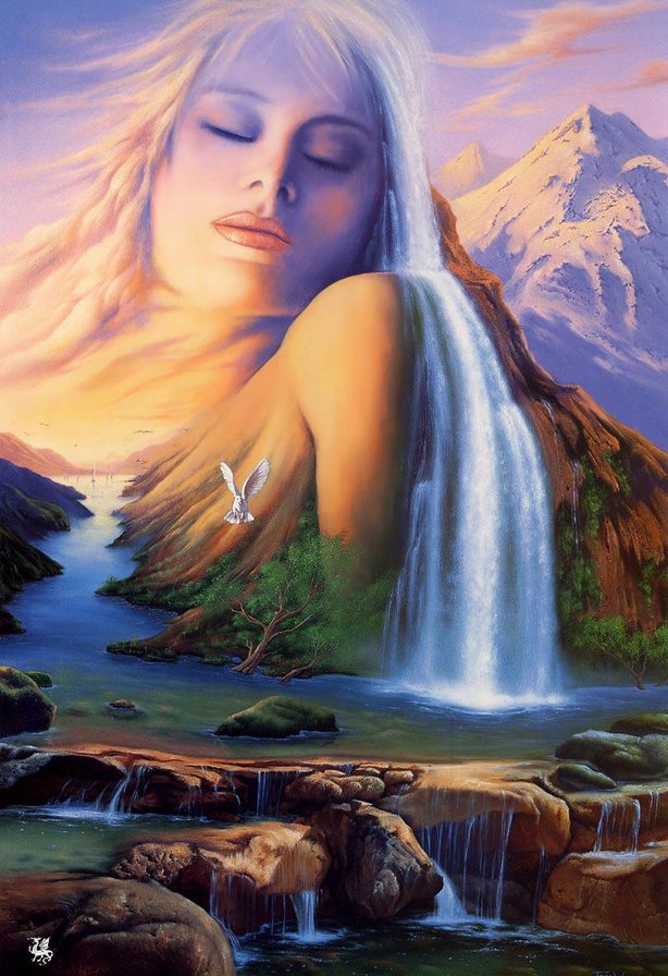 Девушка водопад - фэнтези, девушка, романтика - оригинал