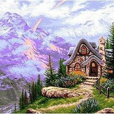 Оригинал схемы вышивки «домик в горах» (№539124)