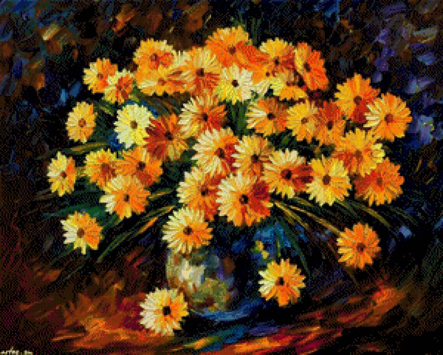леонид Афремов букет желтых цветов - цветы, картина, картины - предпросмотр