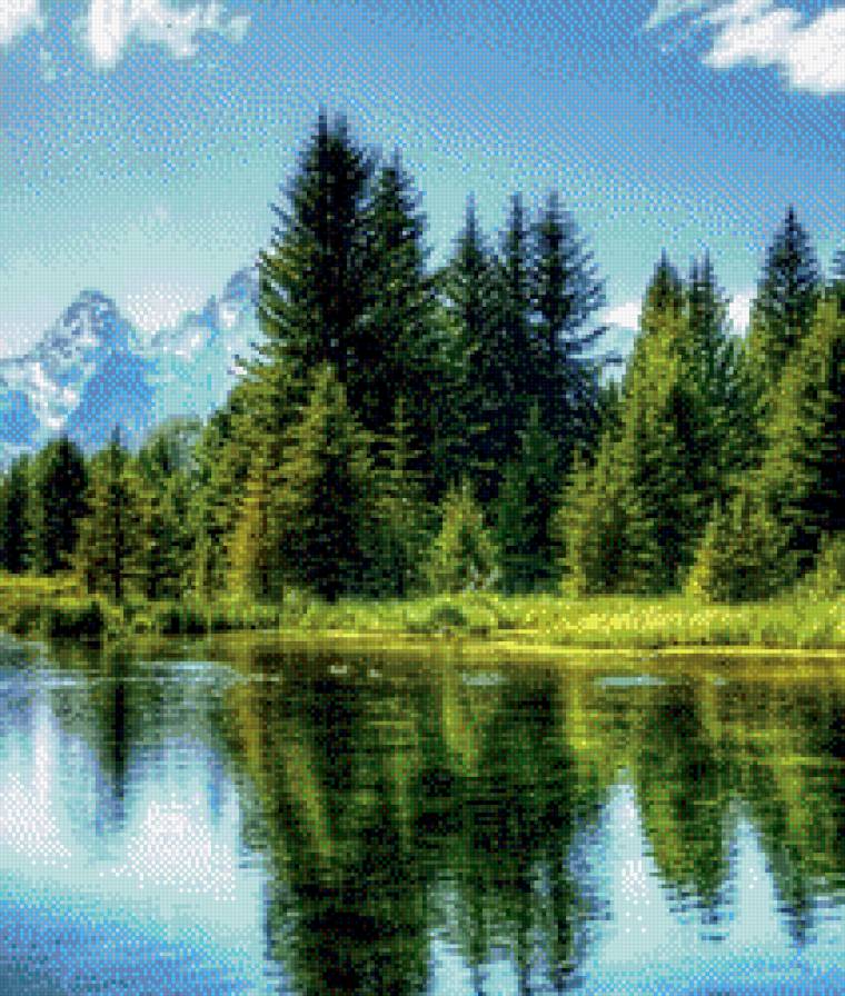 лесное озеро - горы, озеро, лес, пейзаж, природа - предпросмотр
