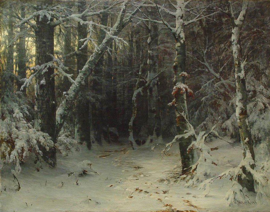 зимний лес И.Шышкин - сугроб, зима, лес, природа, ели, елки, снег, дерево, сосна, пейзаж - оригинал