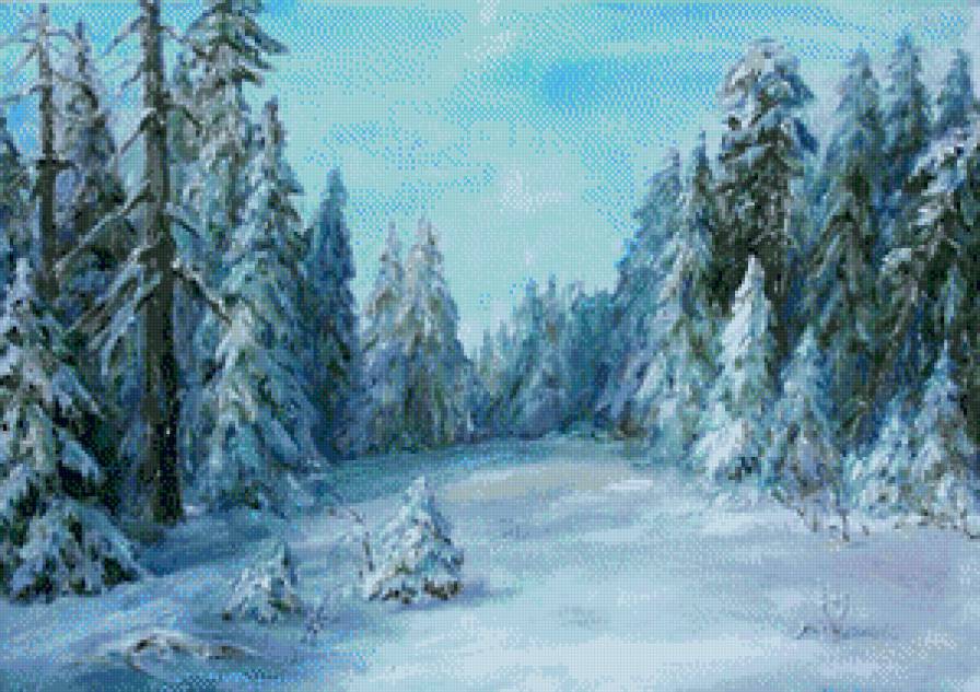 зимний лес - ели, зима, лес, елки, снег, пейзаж, сосна, сугроб, дерево, природа - предпросмотр