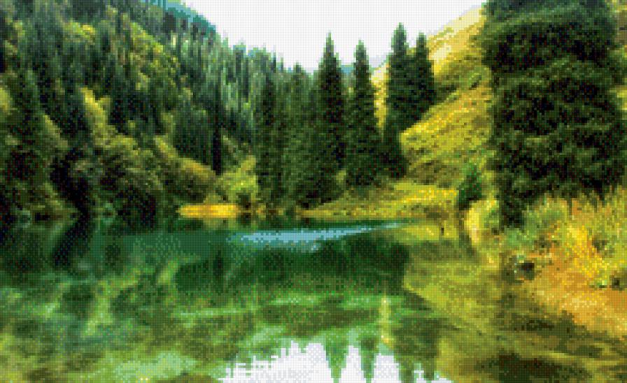 лесное озеро - природа, лес, озеро, пейзаж - предпросмотр