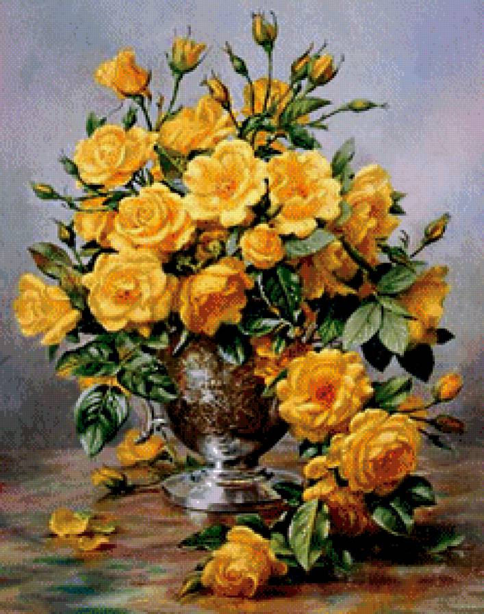 букет - роза, ваза, картина, живопись, цветы - предпросмотр