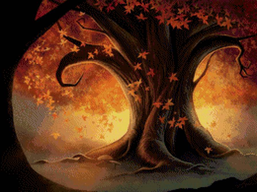 Дерево над долиной.Осенний сон. - долина, дерево, природа, осень - предпросмотр