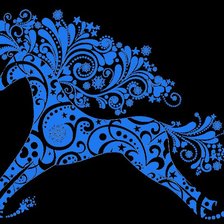 Оригинал схемы вышивки «Синяя лошадь, лошадь, монохром,» (№541292)