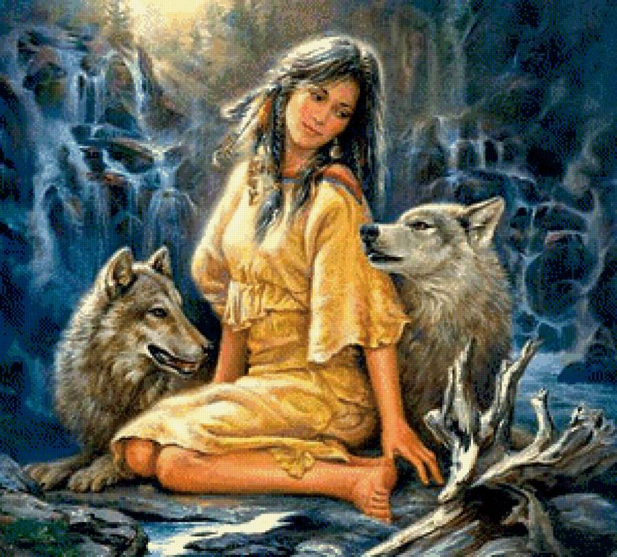 Девушка племени Майя - волки, майя, девушка, индейцы - предпросмотр