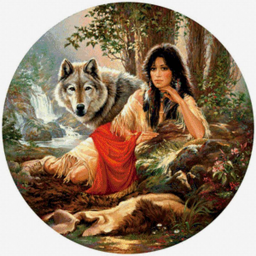 Девушка племени Майя - индейцы, волки, девушка, майя - предпросмотр