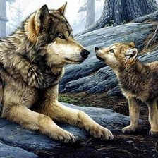 Оригинал схемы вышивки «Волк учит волченка» (№542551)