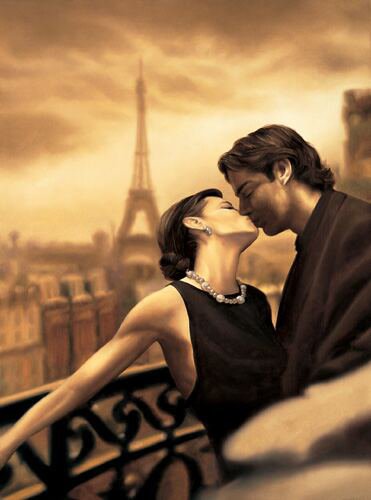 Париж - пара, поцелуй, париж, любовь - оригинал