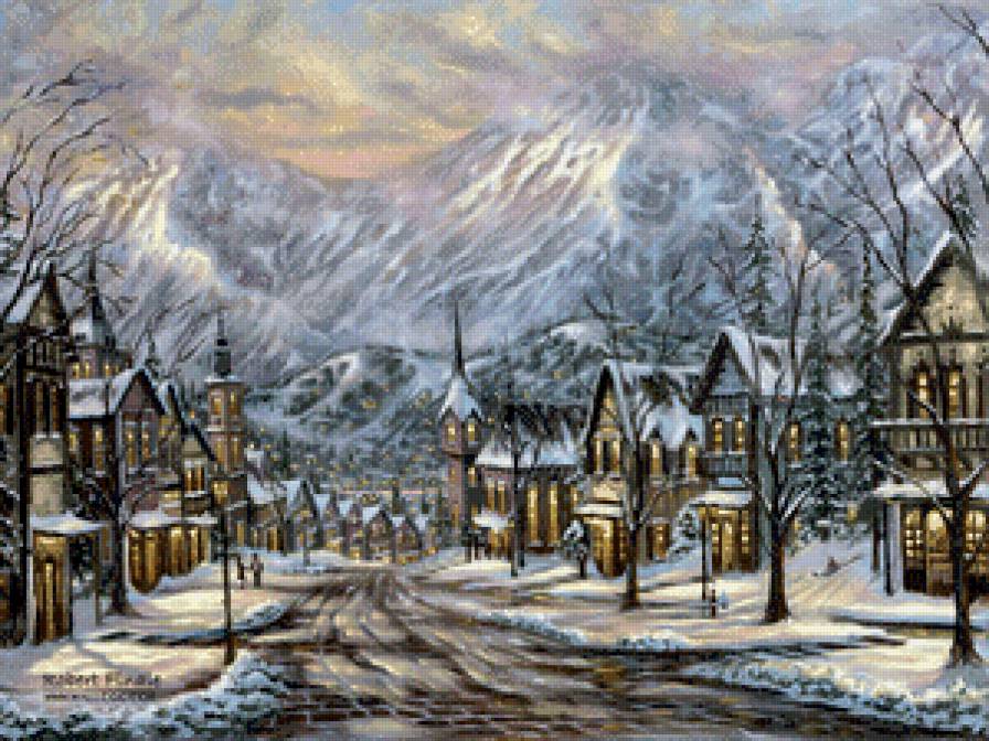 Виктор Цыганов 18 городок - городок, зима, горы, пейзаж, природа, картина, виктор цыганов - предпросмотр