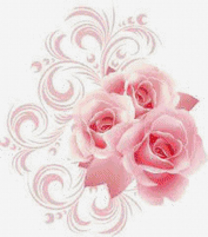 розовые розы - цветы, узор, подушка, нежно, розы - предпросмотр