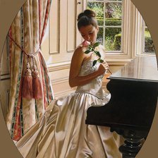 Оригинал схемы вышивки «Девушка у рояля» (№544061)