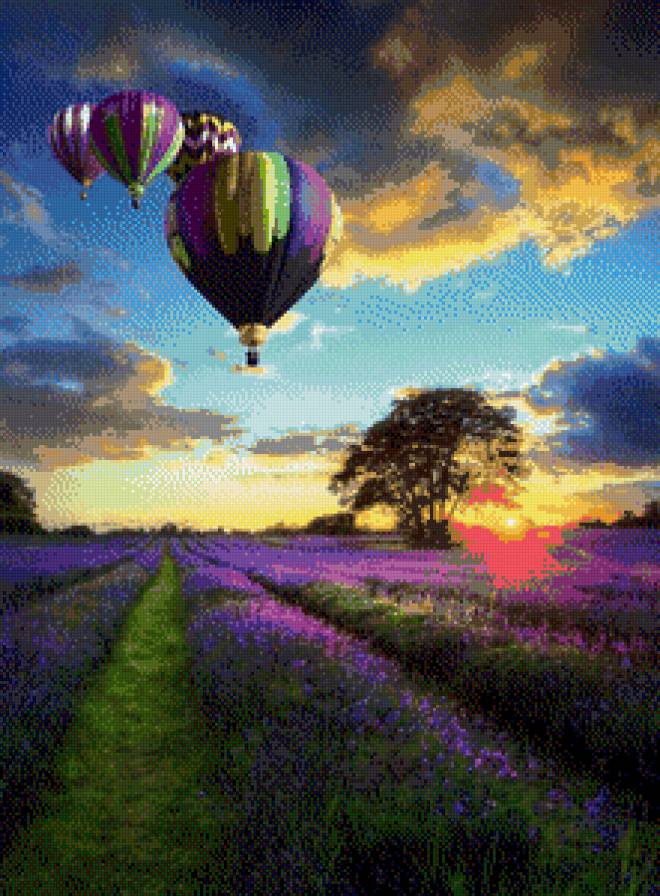 шары - пейзаж, воздушные шары, небо - предпросмотр