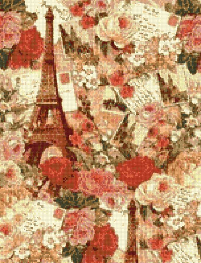 ПАРИЖ В ЦВЕТАХ - эйфелева башня, париж, цветы, розы - предпросмотр