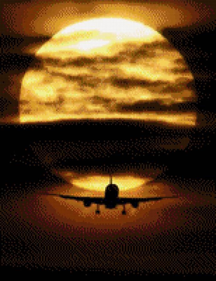 Закат - закат, самолет - предпросмотр