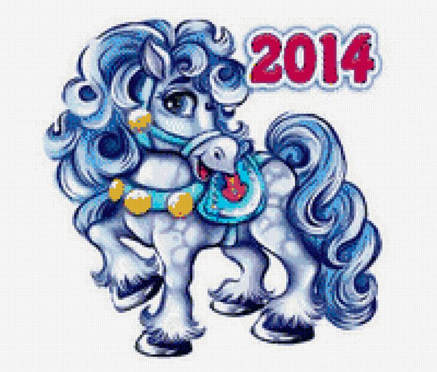 картинка 2 голубая лошадка 2014 - лошадка, новый год, детская, картинка - предпросмотр