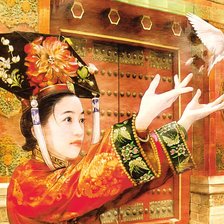 Схема вышивки «Китайская девушка с голубем»