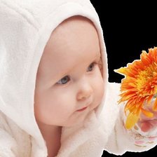 Оригинал схемы вышивки «Малыш с цветком» (№547270)