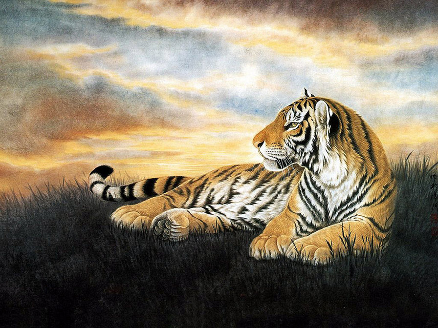 тигр - хищники, картина, картины - оригинал