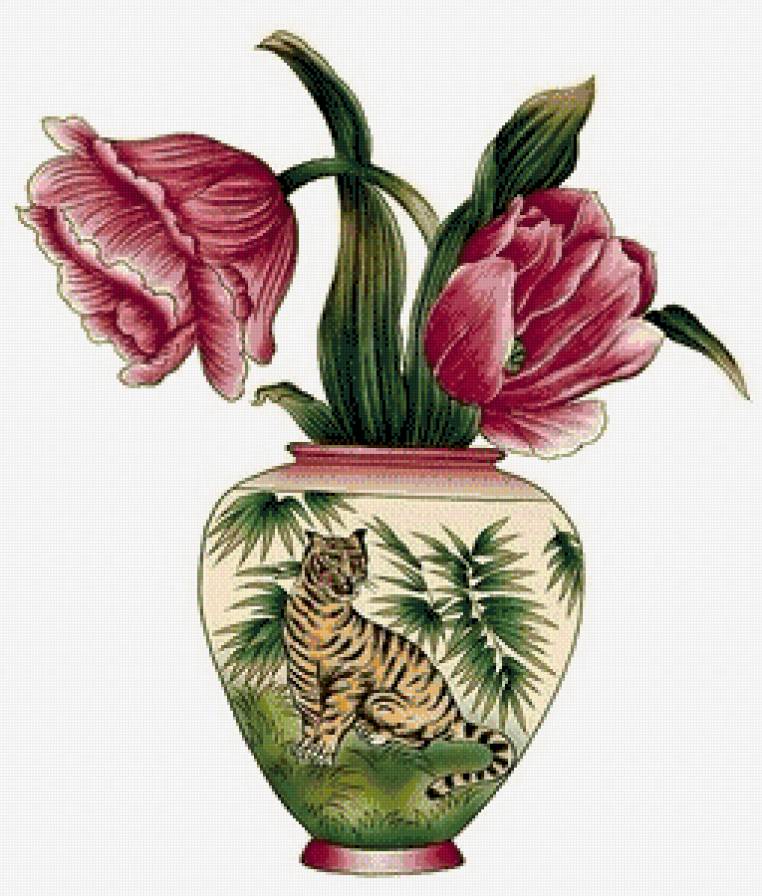 Тюльпаны - тигр, ваза, букет, цветы, цветок, тюльпан - предпросмотр
