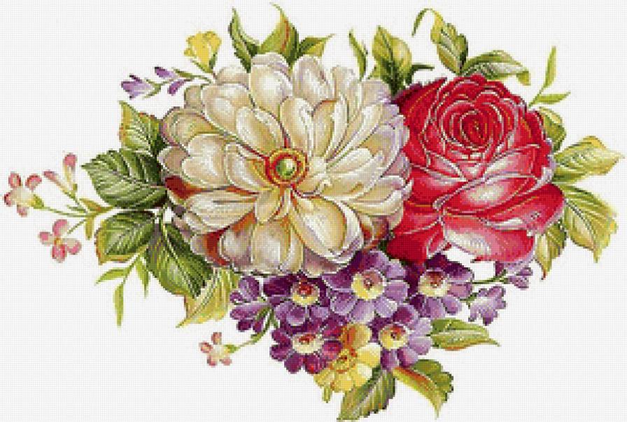 Букет - георгин, цветы, цветок, роза - предпросмотр
