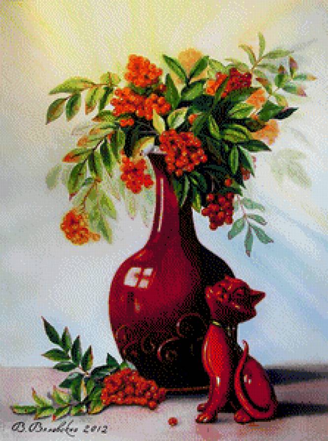 валентина валевская-рябина красная - картины, натюрморт, цветы, картина - предпросмотр