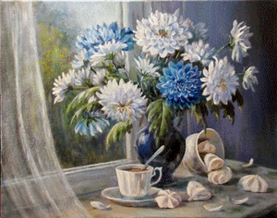 ольга воробьева-хризантемы цветы запоздалые - цветы, картина, картины, натюрморт - предпросмотр