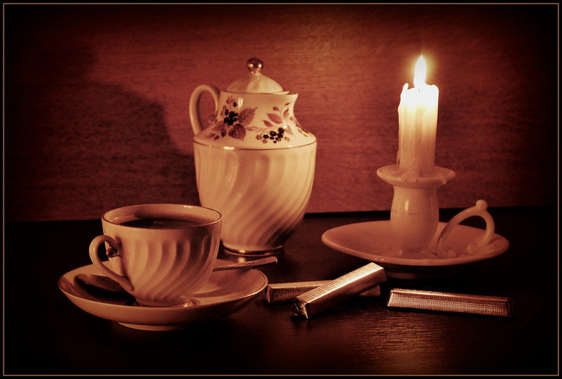 Чай при свечах - вечер, чай, свеча - оригинал