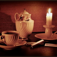 Оригинал схемы вышивки «Чай при свечах» (№549404)