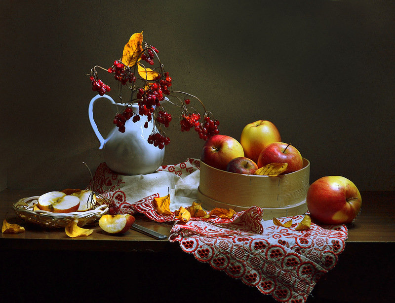 Осенний натюрморт - осень, яблоки - оригинал