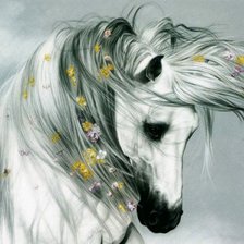Оригинал схемы вышивки «белая лошадь» (№549809)