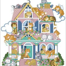 Схема вышивки «Кошкин дом»