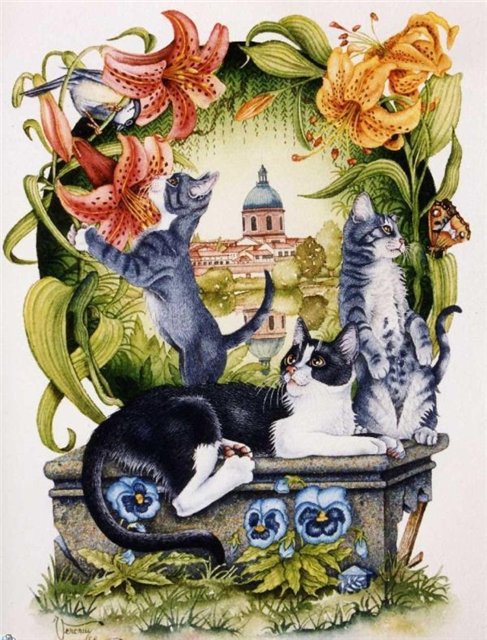 мир кошек - домашние животные, коты, картина, кошки - оригинал