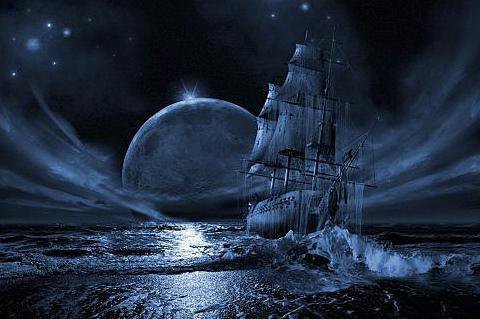 корабль призрак - корабль, ночь, море - оригинал