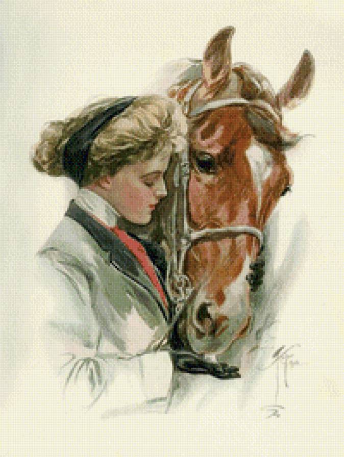 девушка с лошадью - лошадь, девушка - предпросмотр