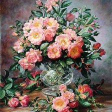 Оригинал схемы вышивки «GENTLE TOUCH - ROSES IN A GLASS VASE» (№552805)