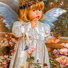 Оригинал схемы вышивки «Ангелочек среди цветов» (№552817)