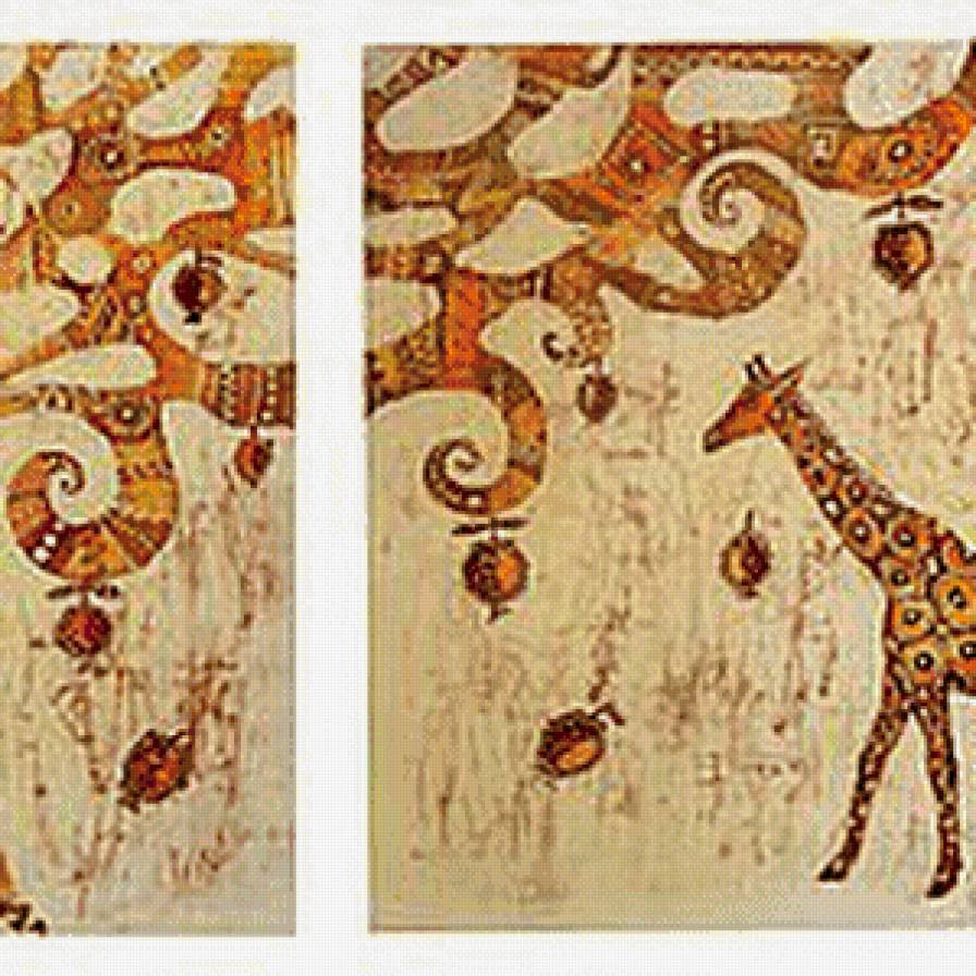 Жираф - животные, полиптих - предпросмотр