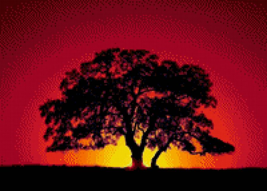 саванна - закат, деревья - предпросмотр