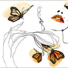 Оригинал схемы вышивки «Девушка и бабочки» (№553961)