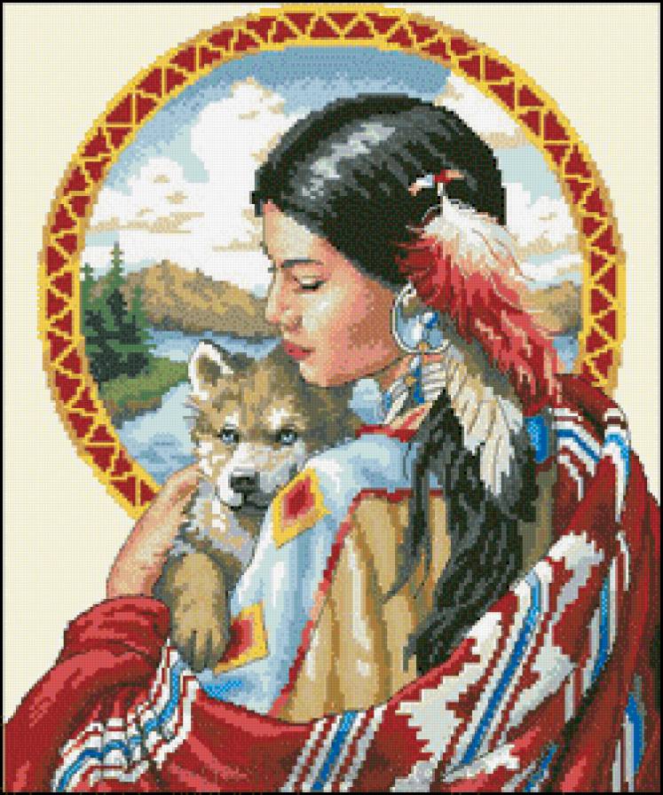 Дух волчонка - девушки, животные, индейцы, волки - предпросмотр