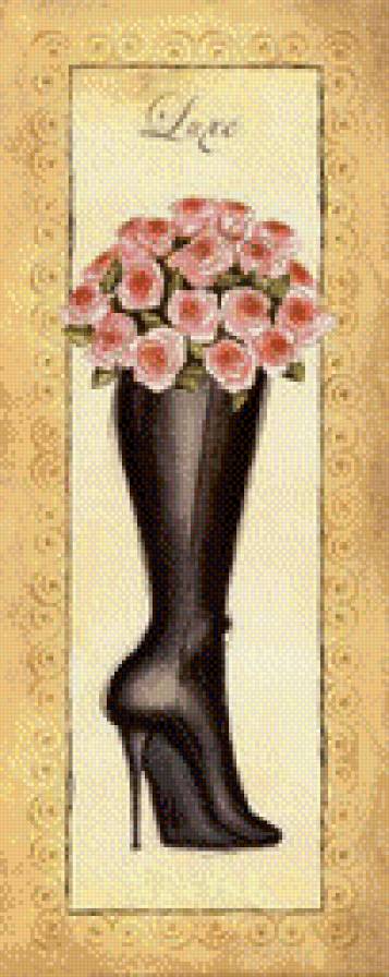 Сапог 2 - цветы, розы, диптих, сапоги, обувь - предпросмотр