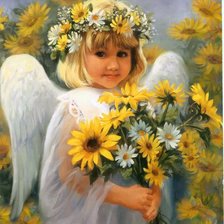 Ангел с желтыми цветами