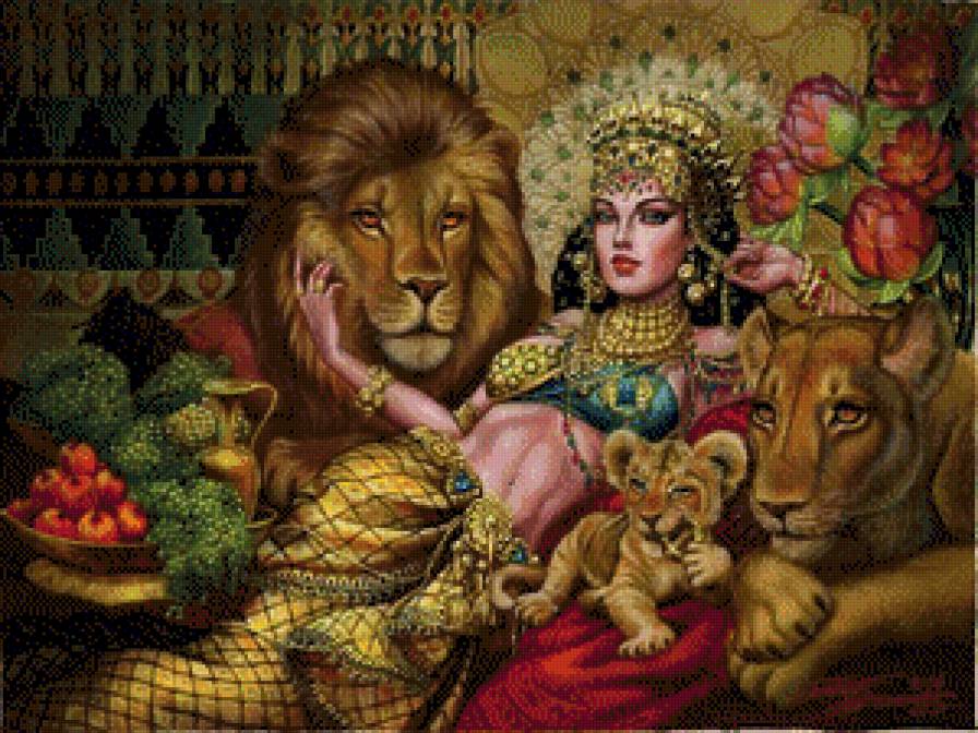 Клеопатра - царица, картина, львы - предпросмотр