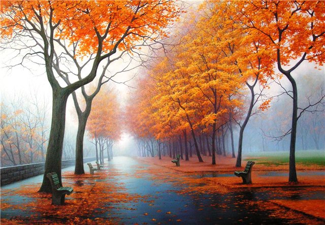 Осень - деревья, аллея, парк, осень - оригинал