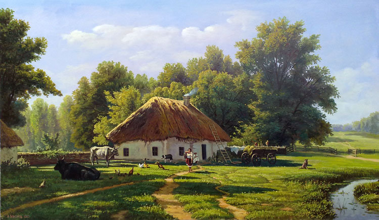Украинская деревня - пейзаж, лето, деревня - оригинал