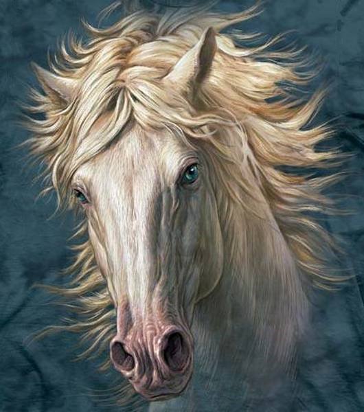 конь-огонь - лошадь, кони, лошади, домашние животные, белый конь, конь - оригинал
