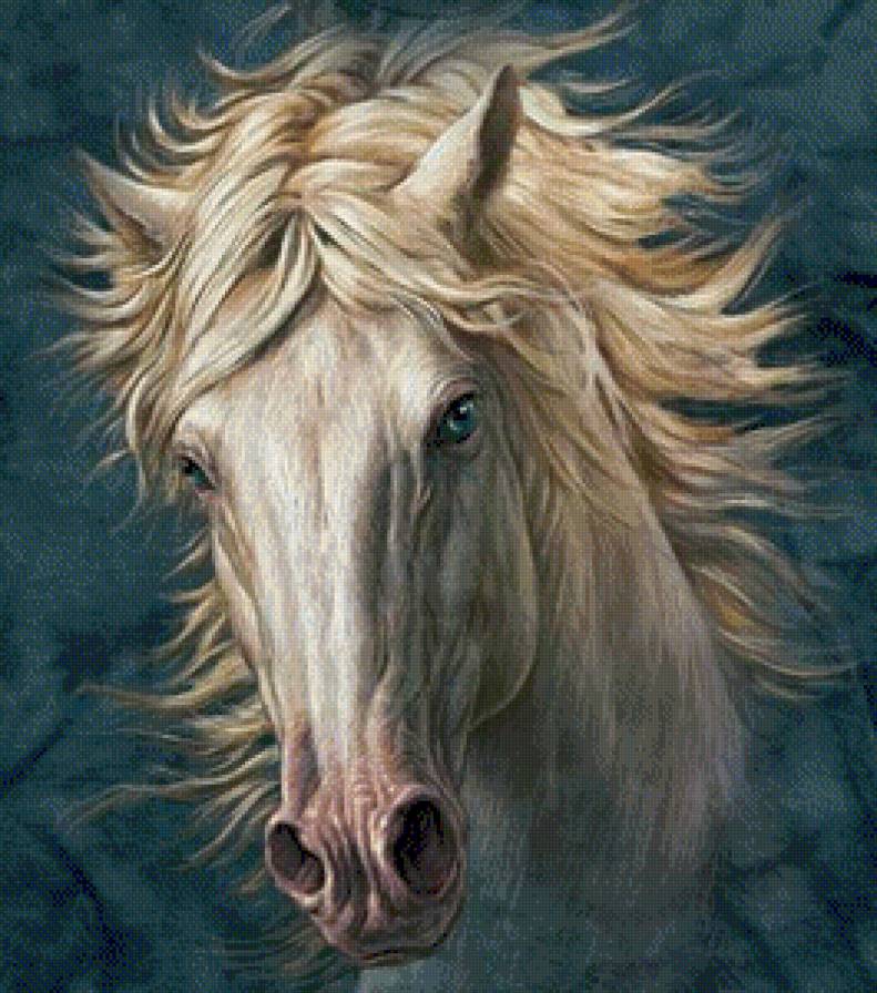 конь-огонь - белый конь, домашние животные, лошадь, конь, лошади, кони - предпросмотр