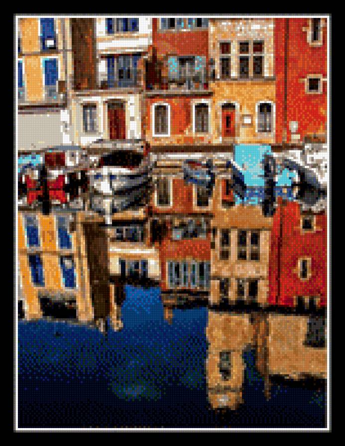 Отражения 2 - прованс, вода, лодки, здания, канал, город - предпросмотр